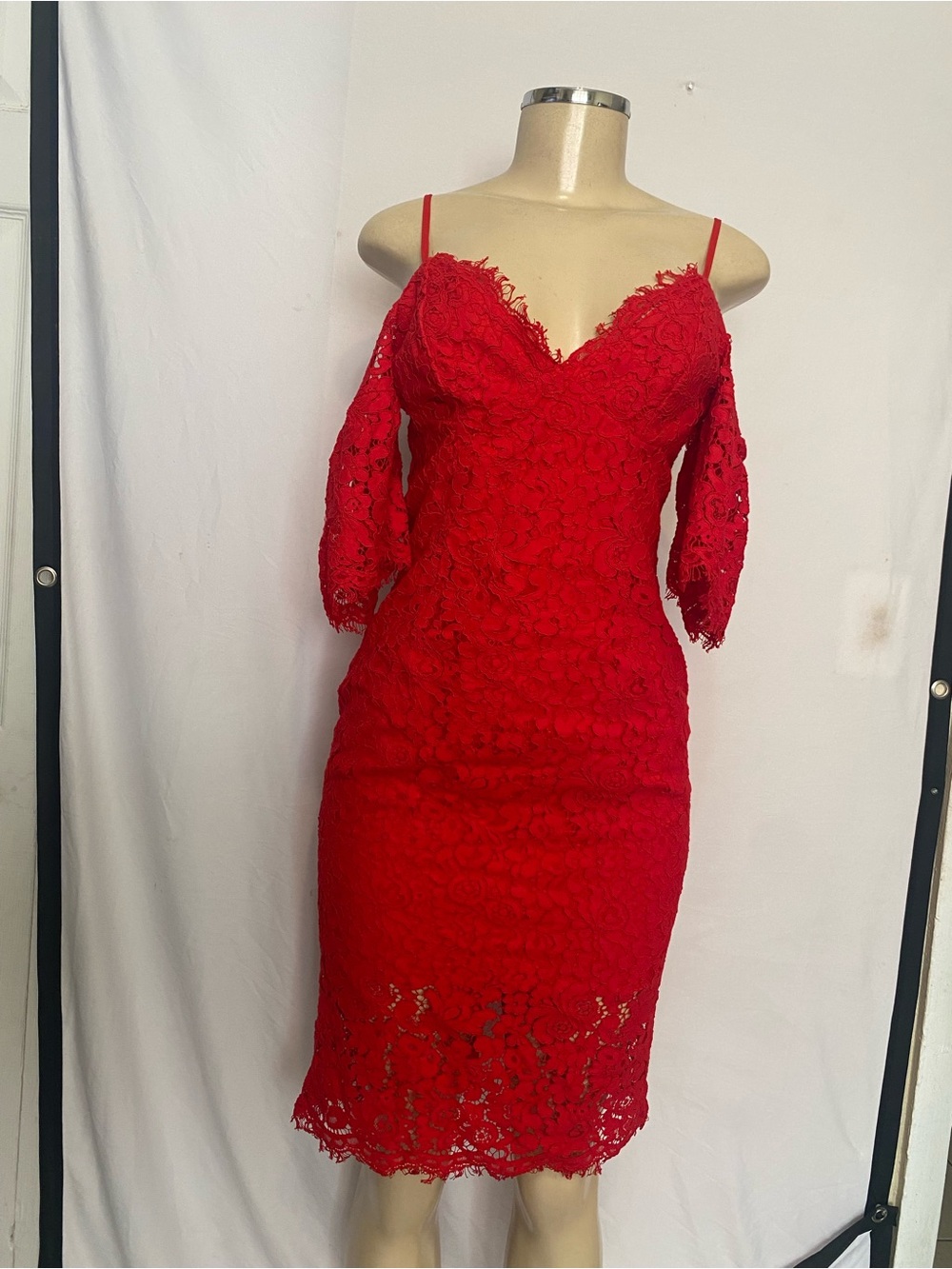 Bardot Red Lace Dress